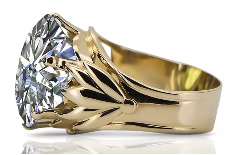 Винтидж крафт Пръстен Циркон 14K жълто злато vrc029y